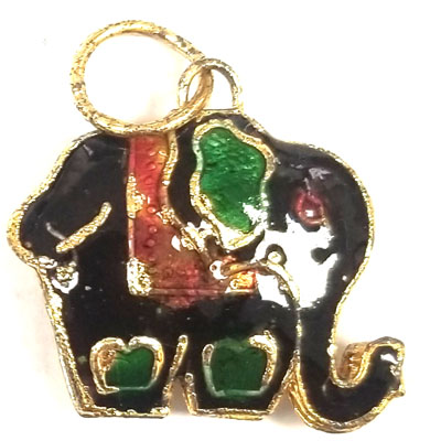 ENAMEL ELEPHANT 21X22MM BLACK
